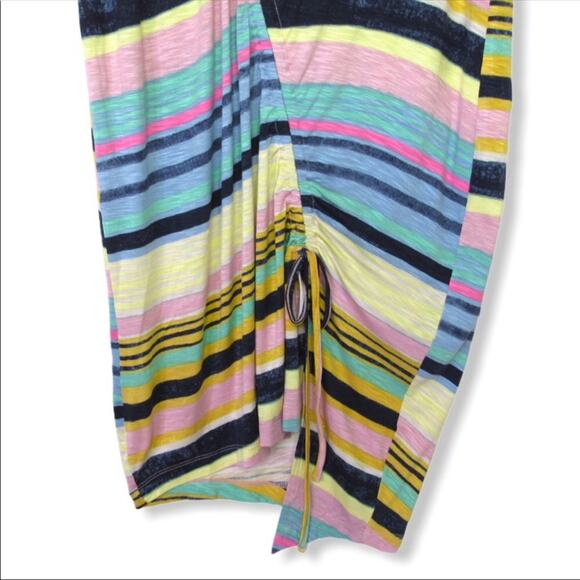 RACHAEL Rachael Roy NWT Cinched A-Line Striped Dress Size L Navy Multi Colored - Picture 3 of 10